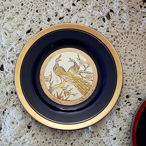 JAPANESE CHOKIN PEACOCK GOLD & BLUE PLATE